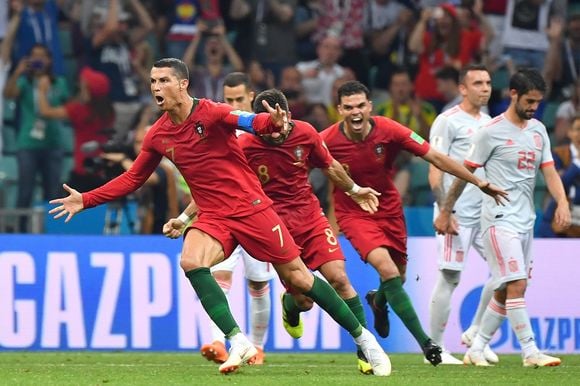 Cristiano Ronaldo a marqué trois buts face à l'Espagne hier dans la Coupe du monde.