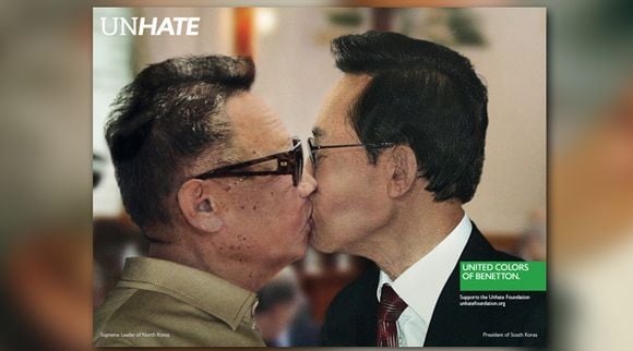 Corée du Nord/Corée du Sud, la nouvelle campagne "Unhate" de la marque Benetton.