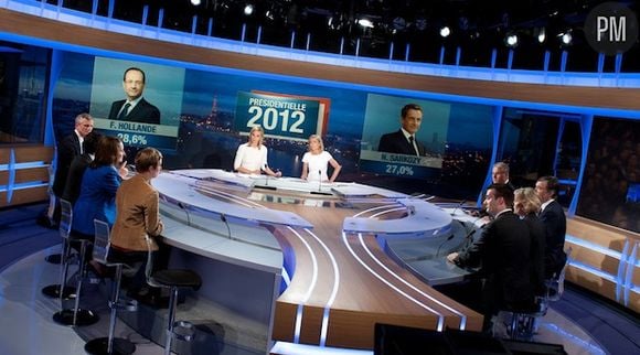 Le plateau de TF1 pour le premier tour de l'élection présidentielle en 2012