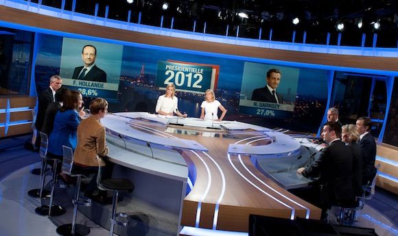 Le plateau de TF1 pour le premier tour de l'élection présidentielle en 2012