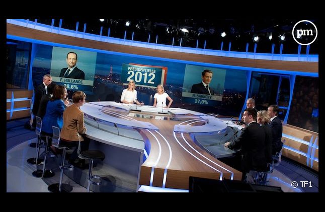 Le plateau de TF1 pour le premier tour de l'élection présidentielle en 2012