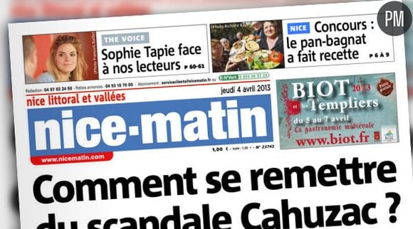 Sophie Tapie à la Une de "Nice Matin", le journal de son père, Bernard Tapie.