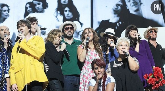 La troupe des "Enfoirés" lors du spectacle de 2013