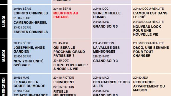 Tous les programmes de la télé du 21 au 27 juin 2014