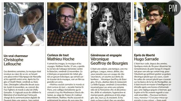 Mémorial, dans les pages du quotidien "Le Monde".