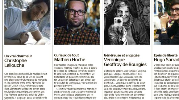 Attentats : Mémorial aux victimes dans "Le Monde" et "Libération"