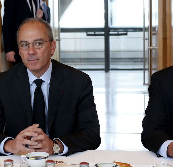 Stéphane Richard et Martin Bouygues au ministère de l'Economie en 2012
