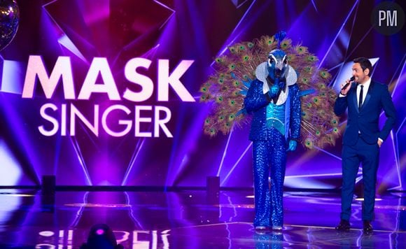 Camille Combal et le Paon sur le plateau de "Mask Singer"