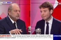 Benjamin Duhamel interviewe Éric Dupond-Moretti sur BFMTV.