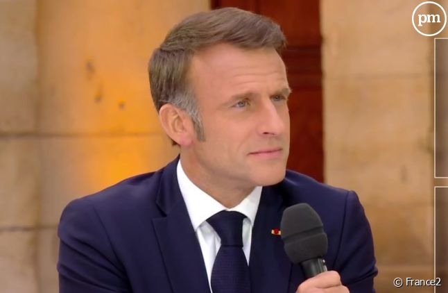 Emmanuel Macron aux "20 Heures" le 6 juin 2025 à l'occasion des 80 ans du Débarquement en Normandie.