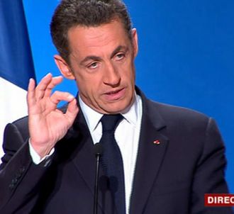 Nicolas Sarkozy, lors de la conférence de presse de la...