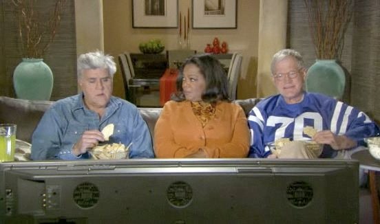 Pubs Super Bowl : Jay Leno fait la pub de David Letterman avec Oprah !