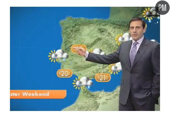 Steve Carell présente la météo dans "GMTV"