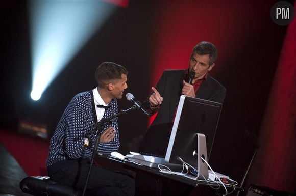 Stromae et Nagui sur le plateau de "Taratata"