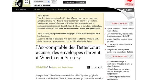 Affaire Bettencourt : l'UMP se déchaine contre Mediapart qui voit ses abonnements progresser