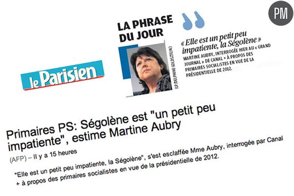 La "petite phrase" de Martine Aubry dans la presse.