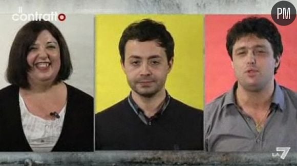 Les trois candidats de l'émission italienne "Il Contratto"