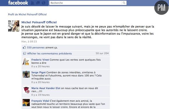 Un message de Michel Polnareff sur Facebook