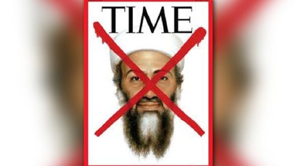 Oussama Ben Laden barré d'une croix rouge à la Une du Time