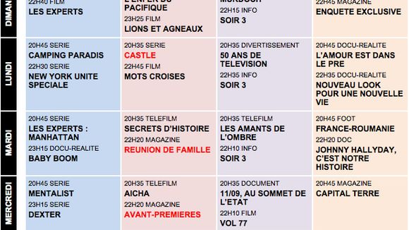 Tous les programmes du 3 au 9 septembre
