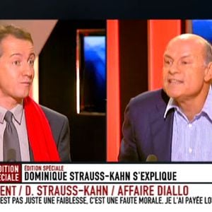 Jean-Marie Le Guen et Christophe Barbier s'affrontent à propos de DSK sur le plateau d'i-TELE, le 18 septembre 2011.