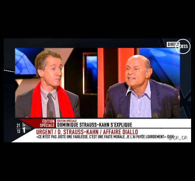 Jean-Marie Le Guen et Christophe Barbier s'affrontent à propos de DSK sur le plateau d'i-TELE, le 18 septembre 2011.