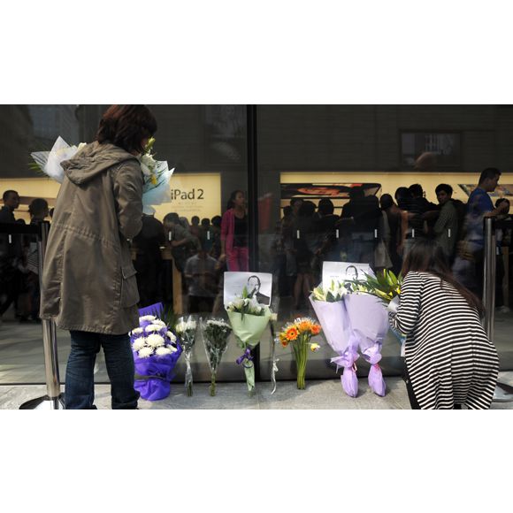 Hommage à Steve Jobs à Shangaï, en Chine.