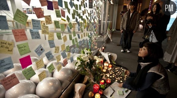 Hommage à Steve Jobs dans un Apple Store à San Francisco, où est implantée Apple.