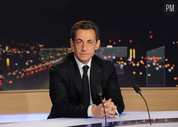 Nicolas Sarkozy sur le plateau de TF1, le 15 février 2012.