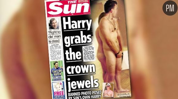 La Une du tabloïd "The Sun" avec une doublure du prince Harry.