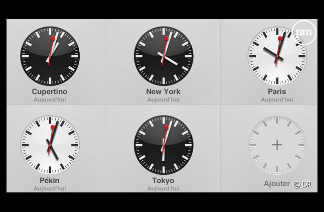 Les horloges de l'iPad.