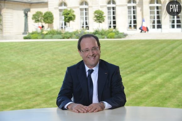 François Hollande, face à Claire Chazal et Laurent Delahousse le 14 juillet sur TF1.