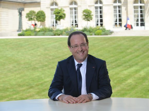 François Hollande, face à Claire Chazal et Laurent Delahousse le 14 juillet sur TF1.