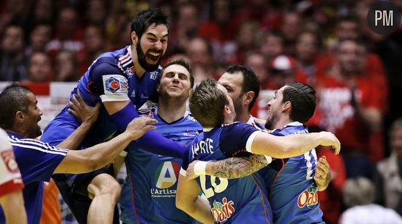 L'équipe de France de handball après sa victoire de l'Euro en 2014