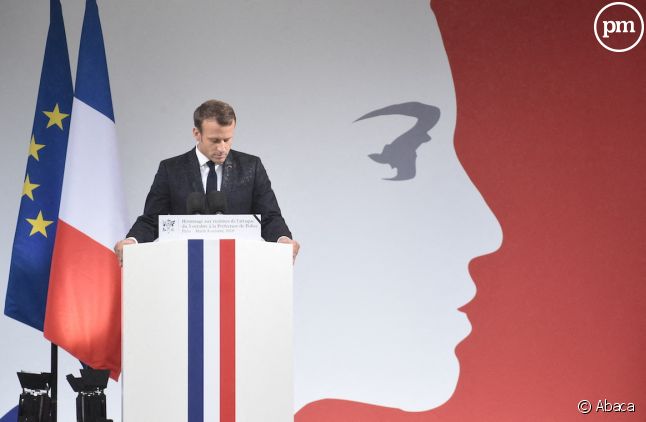 Emmanuel Macron après sa déclaration à la préfecture de police de Paris le 3 octobre 2019