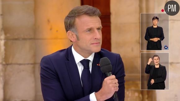 Emmanuel Macron aux "20 Heures" le 6 juin 2025 à l'occasion des 80 ans du Débarquement en Normandie.