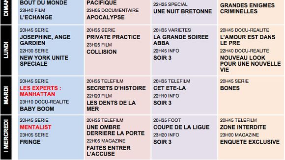 Tous les programmes du 26 août au 2 septembre