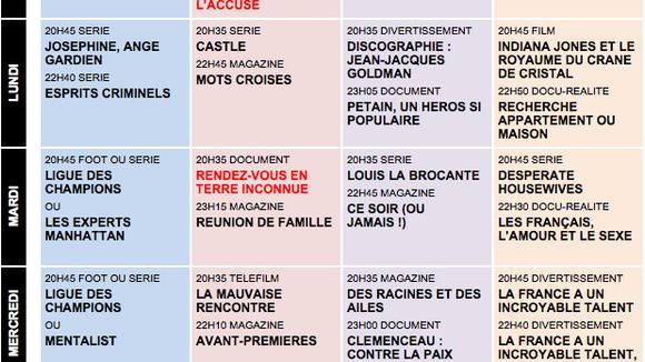 Tous les programmes de la télé du 29 octobre au 4 novembre