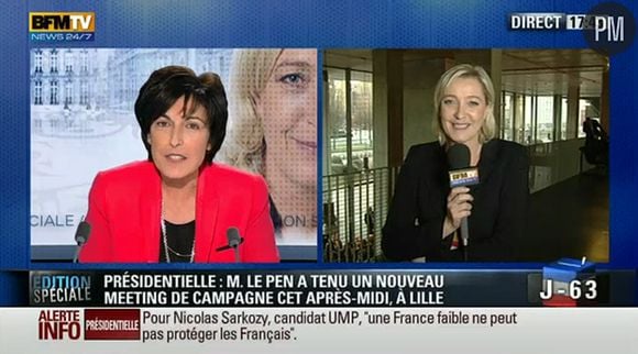 Marine Le Pen et Ruth Elkrief, le 19 février 2012.