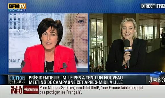 Marine Le Pen et Ruth Elkrief, le 19 février 2012.