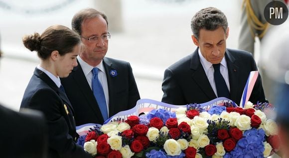 Cérémonie du 8 mai 2012, avec François Hollande et Nicolas Sarkozy