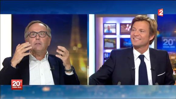 Fabrice Luchini et Laurent Delahousse, sur le plateau du JT de 20 heures.