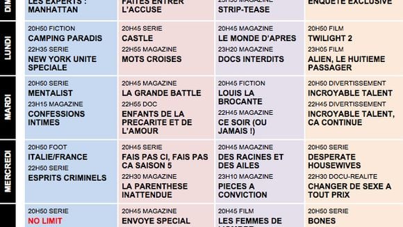 Tous les programmes de la télé du 10 au 16 novembre 2012