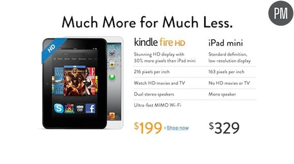 Amazon tacle l'iPad dans une publicité comparative avec son Kindle Fire