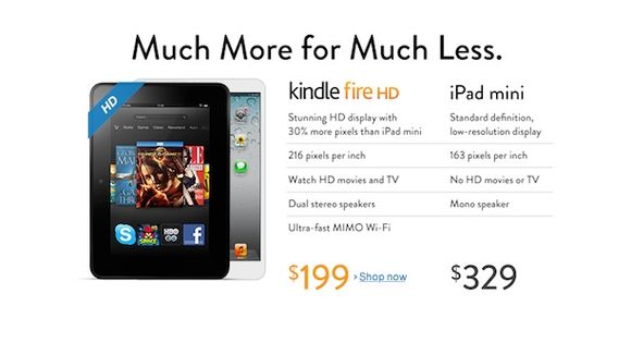 Sur son site, Amazon dézingue l'iPad mini !