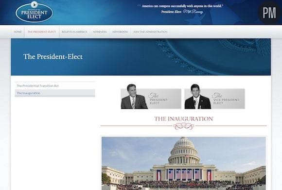 Le site de Mitt Romney en cas de victoire à la présidentielle américaine