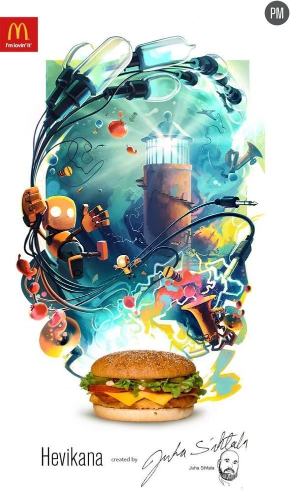 Visuel du burger "Hevikana" signé Juha Sihtola. McDonald's, juin 2013.