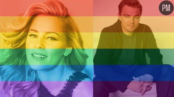 Elizabeth Banks et Leonardo DiCaprio aux couleurs de l'arc-en-ciel