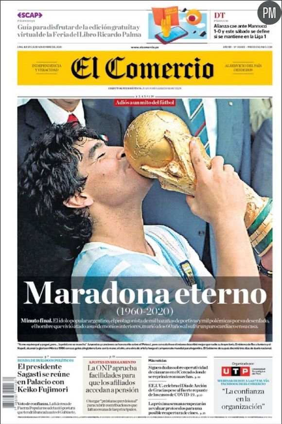 Diego Maradona en Une du "Comercio"