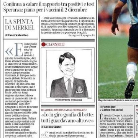 Diego Maradona en Une du "Corriere della Sera".